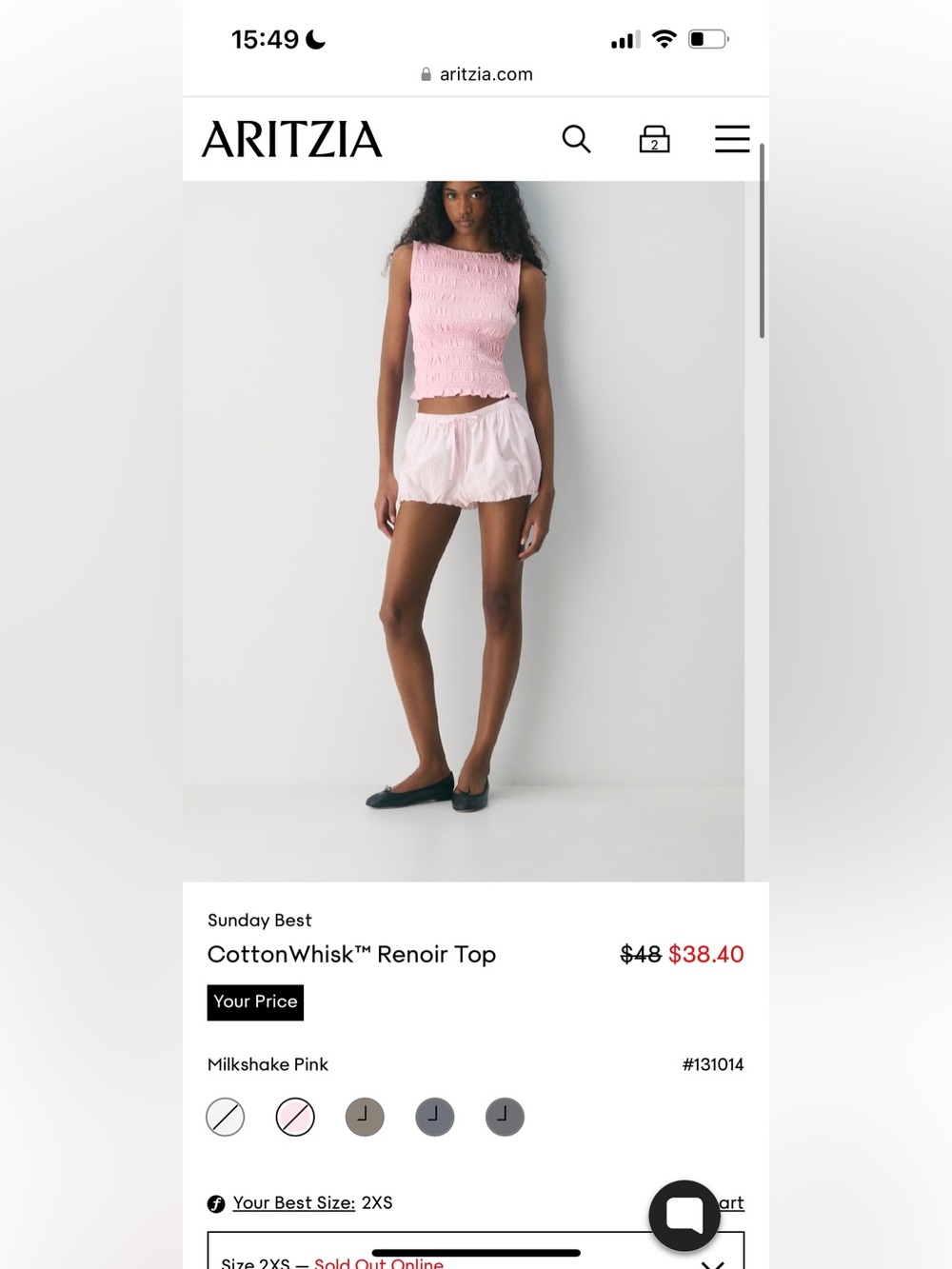 NWT Aritzia Sunday Best CottonWhisk Renoir Top in lemonade size xxs